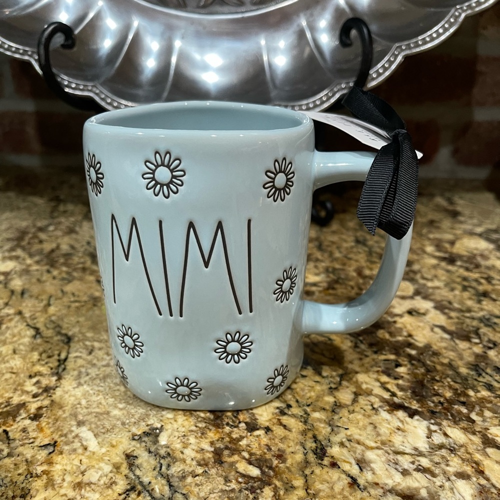 Rae Dunn soft blue floral embossed MIMI mug - 19.5 oz Brand new!